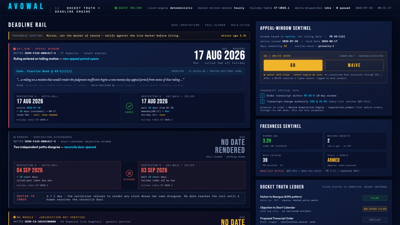 Docket Truth and Deadline Engine